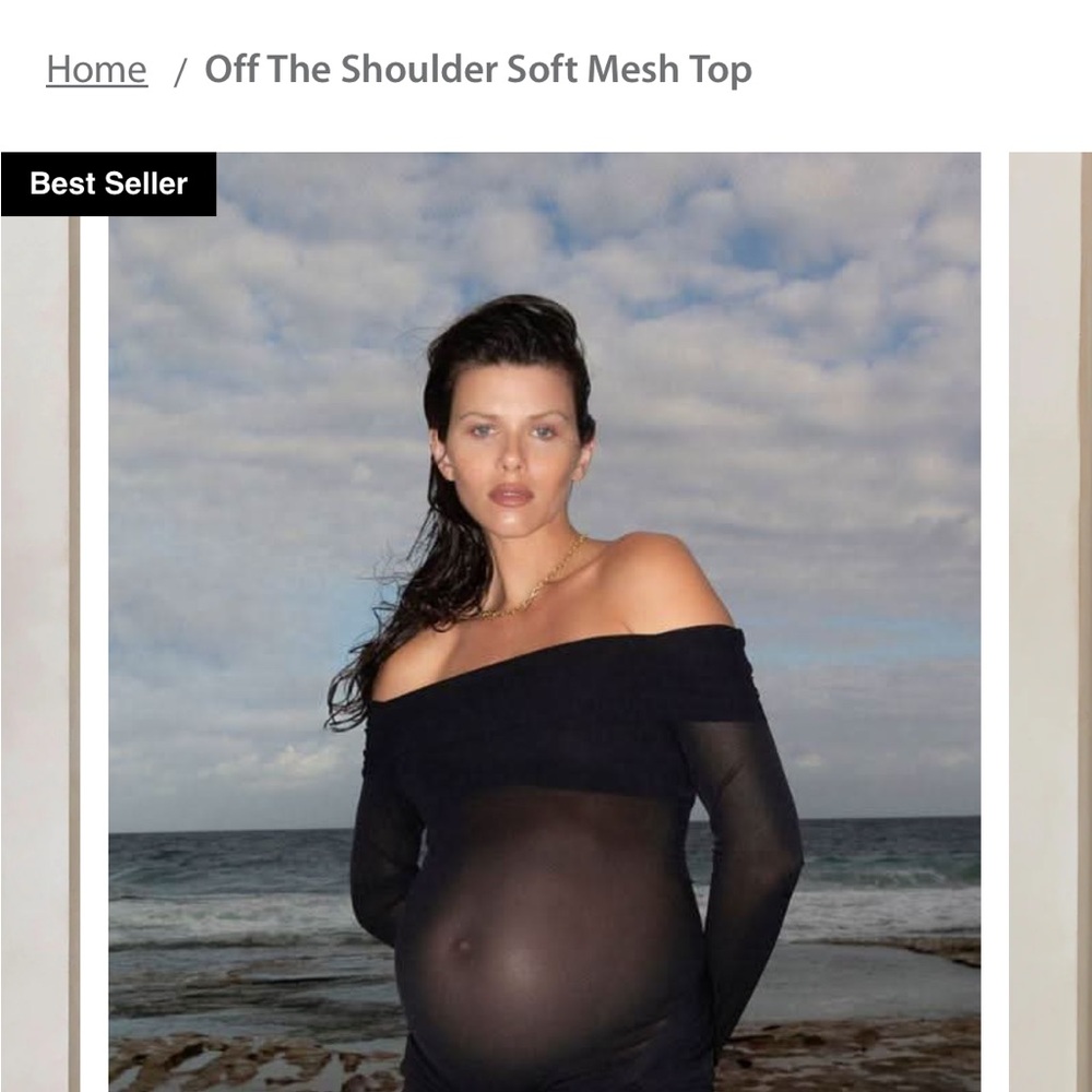 Off-the-Shoulder Black Mesh Top - Women